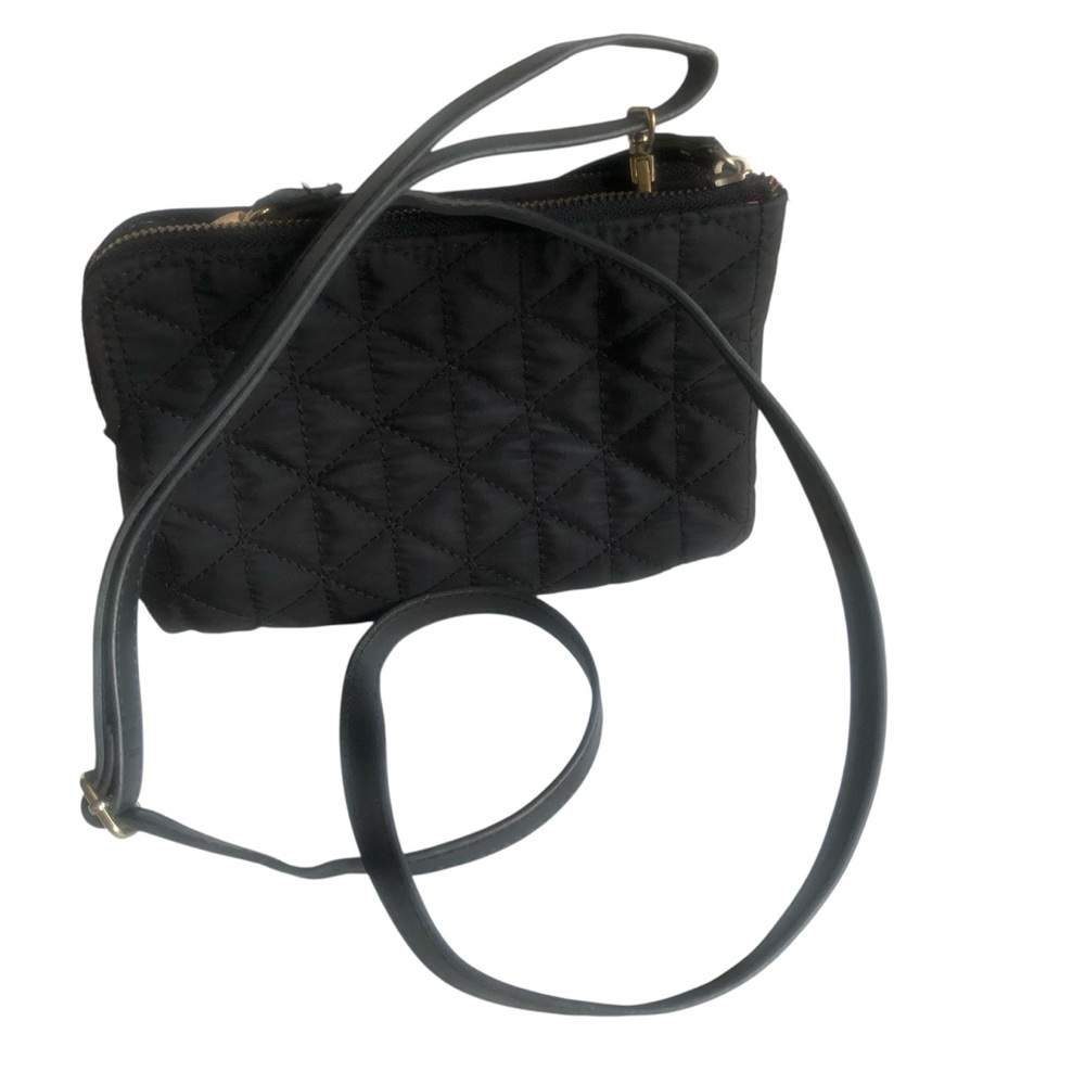 Nicole by Nicole Miller Black Quilted crossbody wallet with Gold Plaque Accent - Picture 2 of 7